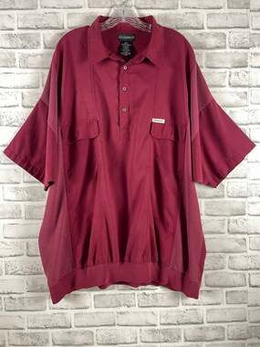 Members Only Shirt 4XT Mens Burgundy Short Sleeve Ribbed Vintage Pocket Polo